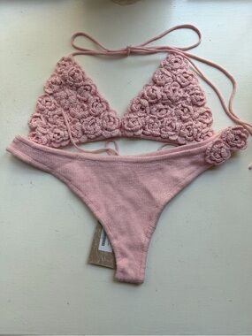 Meshki  Floral Crochet Bikini Top